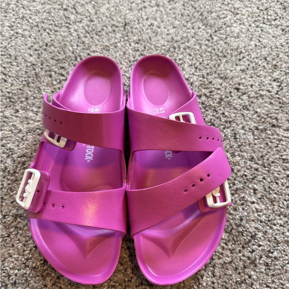 Birkenstock Essentials Eva Arizona Rubber Pink Rose Purple Women's Sandals 41 10